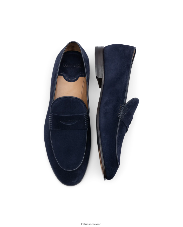 azul marino Lottusse hombres mocasines verona de ante PNBVJ078