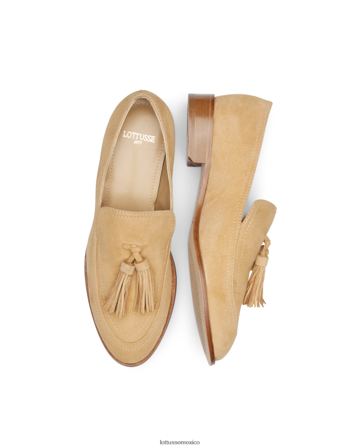 beige Lottusse mujer mocasines claire de gamuza PNBVJ0244